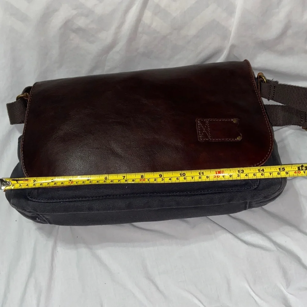Vintage Patricia Nash Men's Genuine Leather Canvas Laptop Messenger Bag